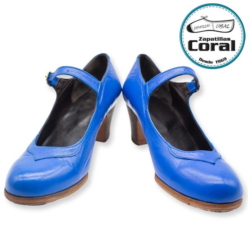 Zapato flamenco semiprofesional modelo Correa Collarín de Zapatillas Coral, vista 1