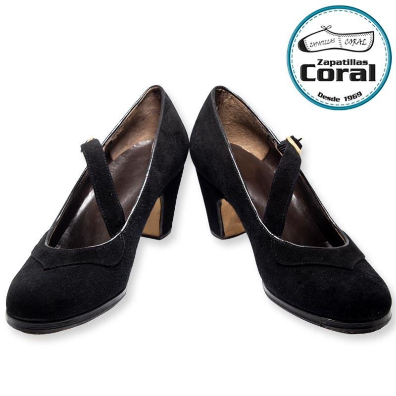 Zapato flamenco semiprofesional modelo Correa Diagonal de Zapatillas Coral, vista 1