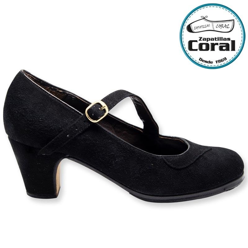 Zapato flamenco semiprofesional modelo Correa Diagonal de Zapatillas Coral, vista 2