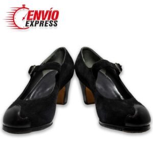 Calzado Flamenco Ondas con Hebilla Ante y Piel Negra, vista principal