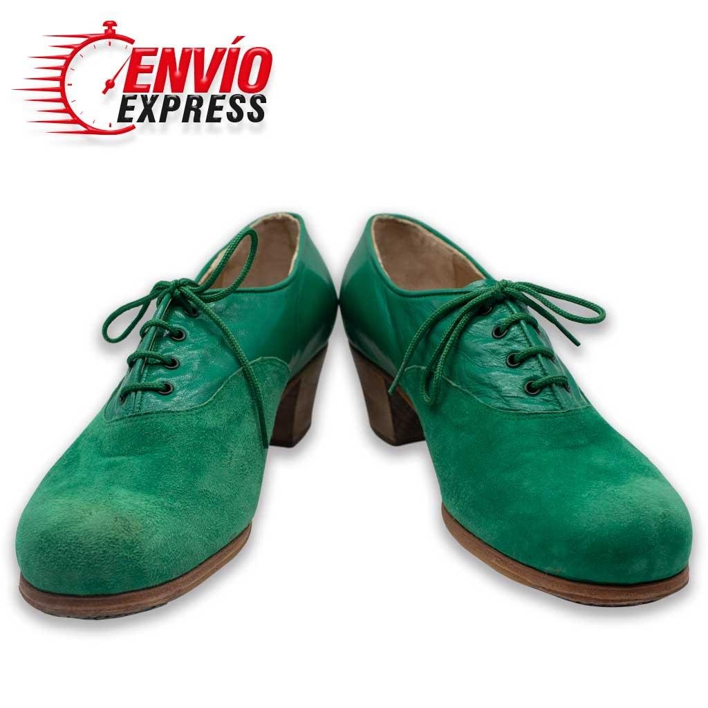 Calzado Flamenco Chapín Hombre Piel y Ante Verde, vista principal